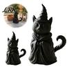 Creative Halloween Party Supplies 3D Printed Witch Cat Figurine, Black with Wizard Hat & Witchy Desk Decorations Robe, Cute Magic Kitten Statue,