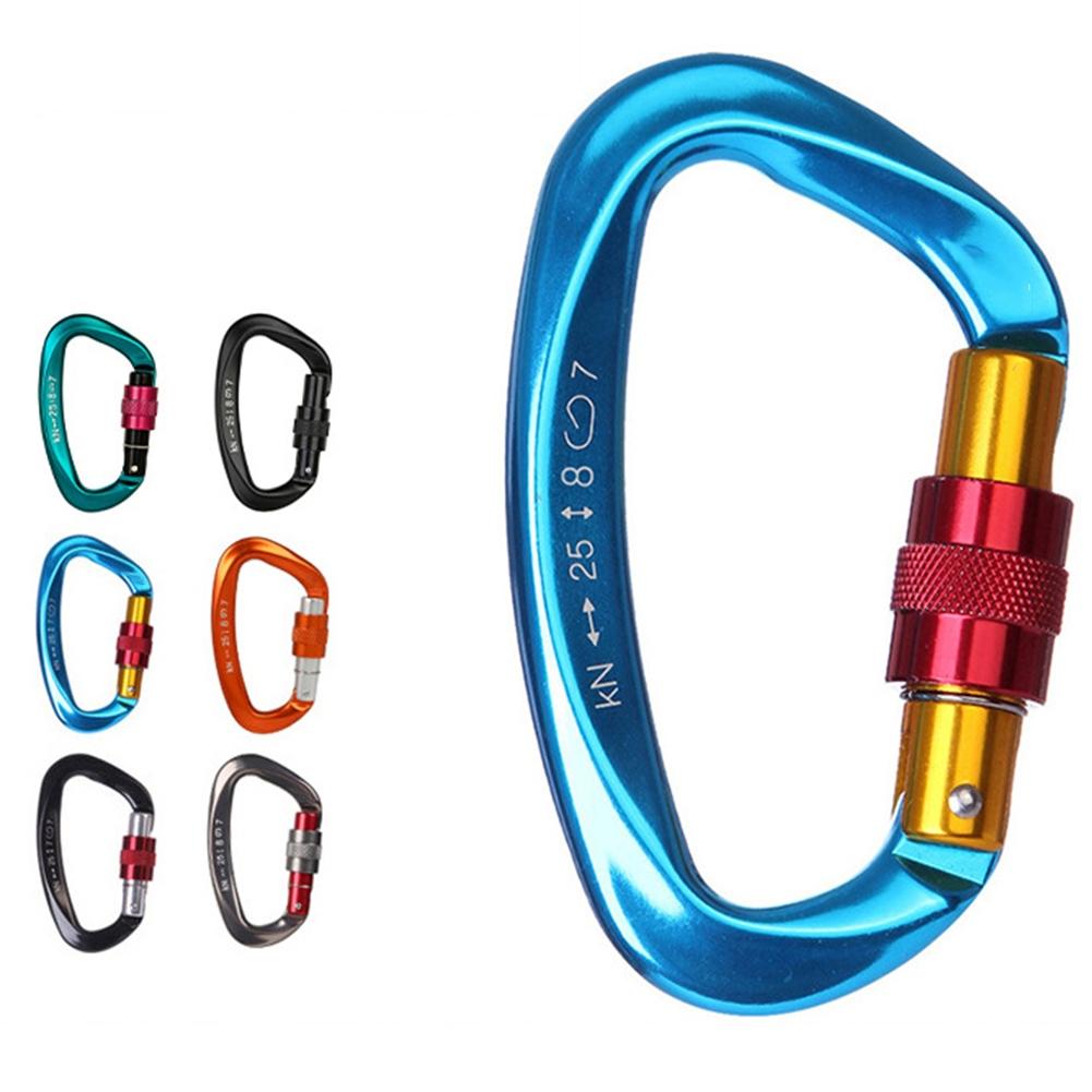 25KN Climbing Carabiner Clip Hook Heavy Duty Aluminum D-Ring Screw Lock Rock