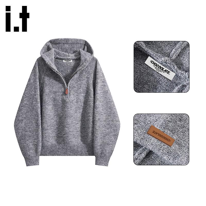 :CHOCOOLATEit Women s Half-Zip Hooded Knit Sweater One Size