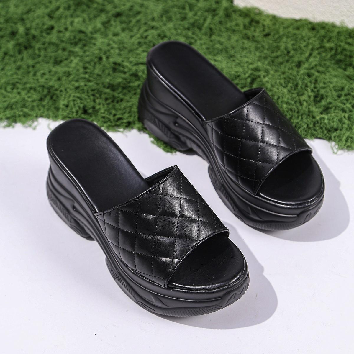 Cool Platform Shoes - New Style Women s Shoes - Wedge Slippers 35 чёрный