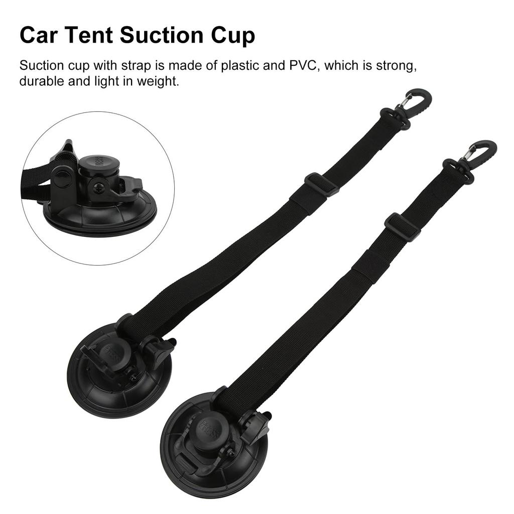 2PCS 9cm Suction Cup Anchor Securing Hook Tie Downs with Carabiner for Car Side Awning