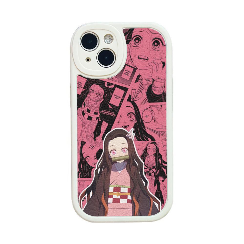 Anime Demon Slayer Kamado Nezuko Pouzdro na telefon pro Iphone 14 13 11 12 Pro MAX 12 MiNi 7 8 plus XS XR Jehněčí kůže Ochranné kryty