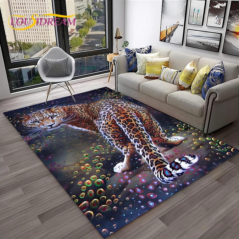 Leopard Cheetah Animals Cartoon Carpet Rug for Home Living Room Bedroom Sofa Doormat Decor,Kid Play Area Rug Non-slip Floor Mat