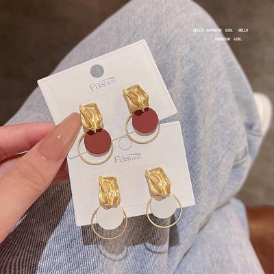 Orecchini Geometrici di Lusso Coreani: Autunno/Inverno Ago in Argento S925 con Colori a Contrasto