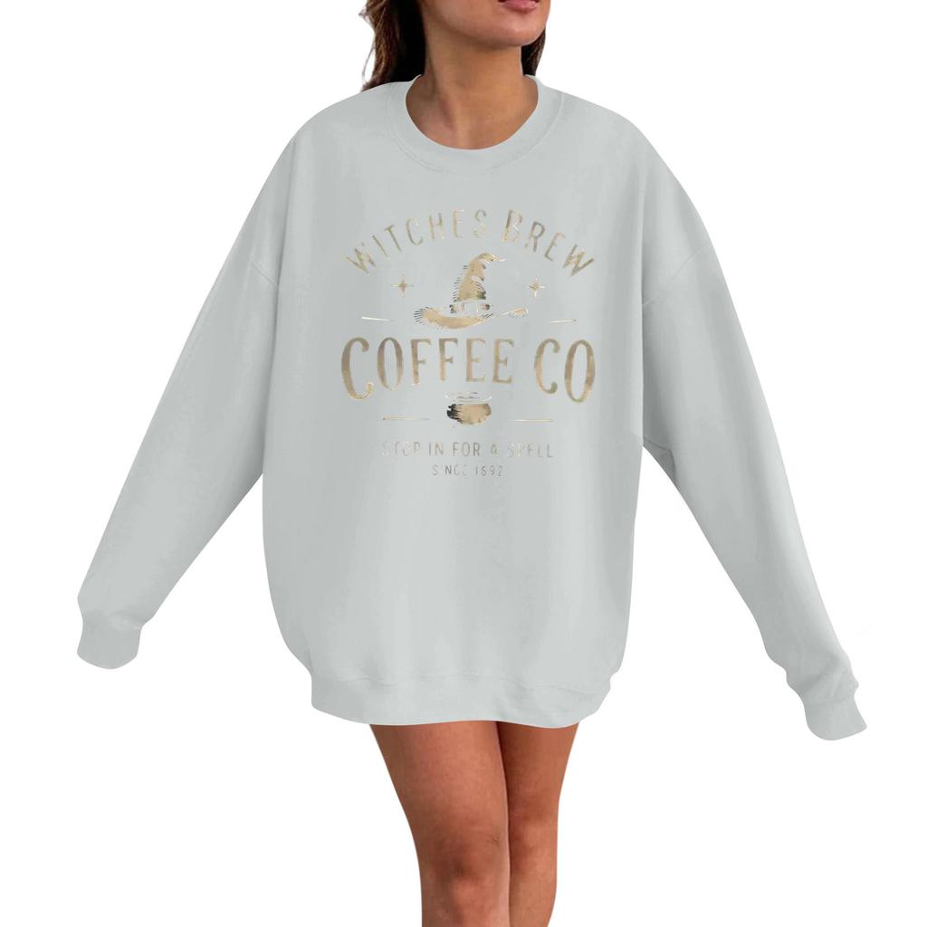 Women's Casual Fashion Long Sleeve Halloween Print Pullover Round Neck Sweatshirt