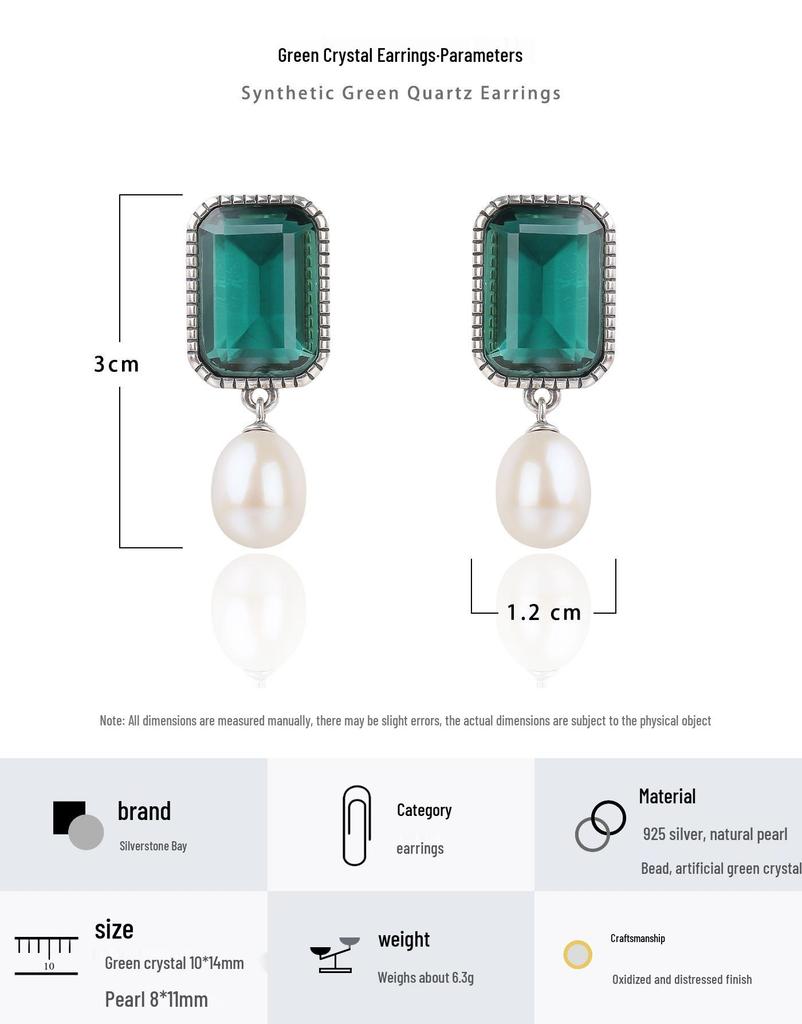 Silverstone S925 Silver Crystal & Pearl Dangle Earrings - Women's Retro Christmas Gift