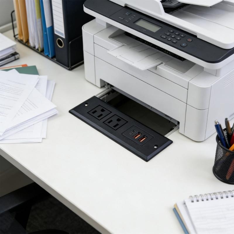 Conference Table Embedded Socket 2 Port 110V Outlets and 2 USB 1 Type C Port for Safe Power Distribution