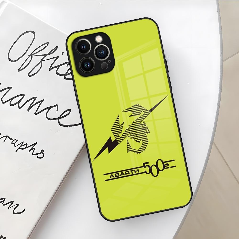 ABARTH Italy Car Phone Case for Iphone 16 15 14 12 11 13 Pro Max Mini X Xr Xs Se 8 Puls glass Cover