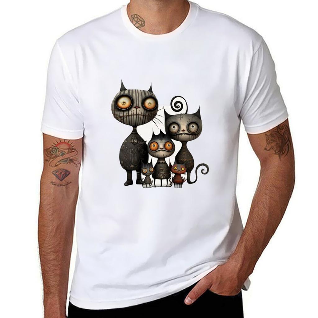 Creepy Cat Family 1 Tshirt Stain Resistant Casual Tee