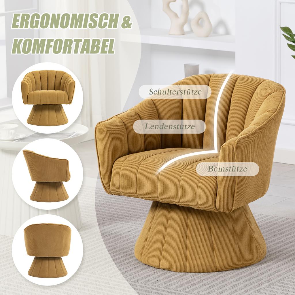 360 degrees Swivel Chair with Ergonomically Shaped Seat and Back Padding, Enclosing Armrests, Design and Base – ideal for Office