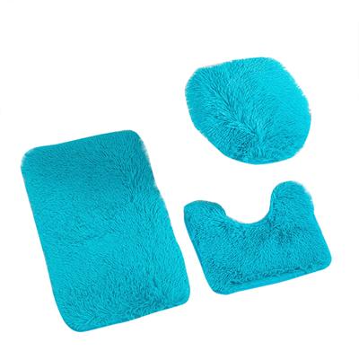 Bathroom Decorative Rug Set Of 3, Chenille Plush Large Rug, Rug And Toilet Seat Cover With Non- Rubber Backing