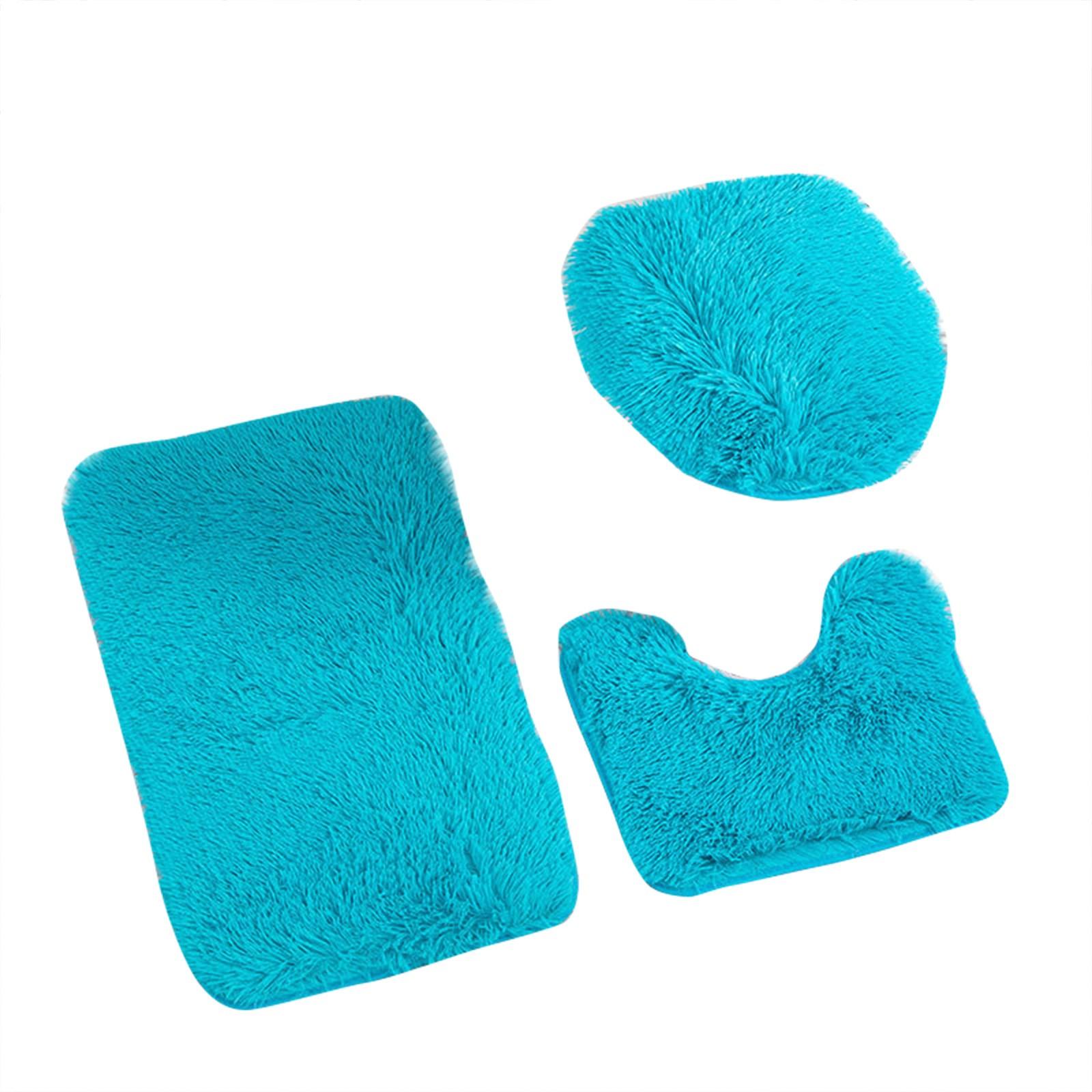 

Набор декоративных ковриков для ванной комнаты из 3 предметов: большой плюшевый коврик из синели, коврик и чехол на сиденье унитаза с нескользящей резиновой подложкой One Size