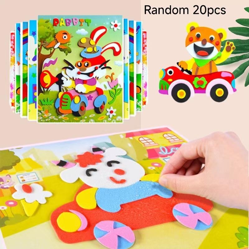 Cartoon Animal 3D Puzzle for Kids; 10/20 DIY EVA Foam Sticker Crafts; Fun and Educational