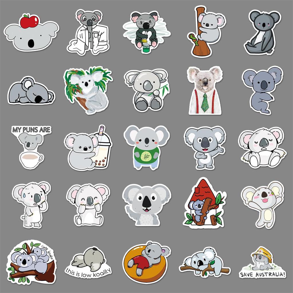 50pcs Cute Cartoon Koala Graffiti Stickers for Suitcases, Scooters, and Cars