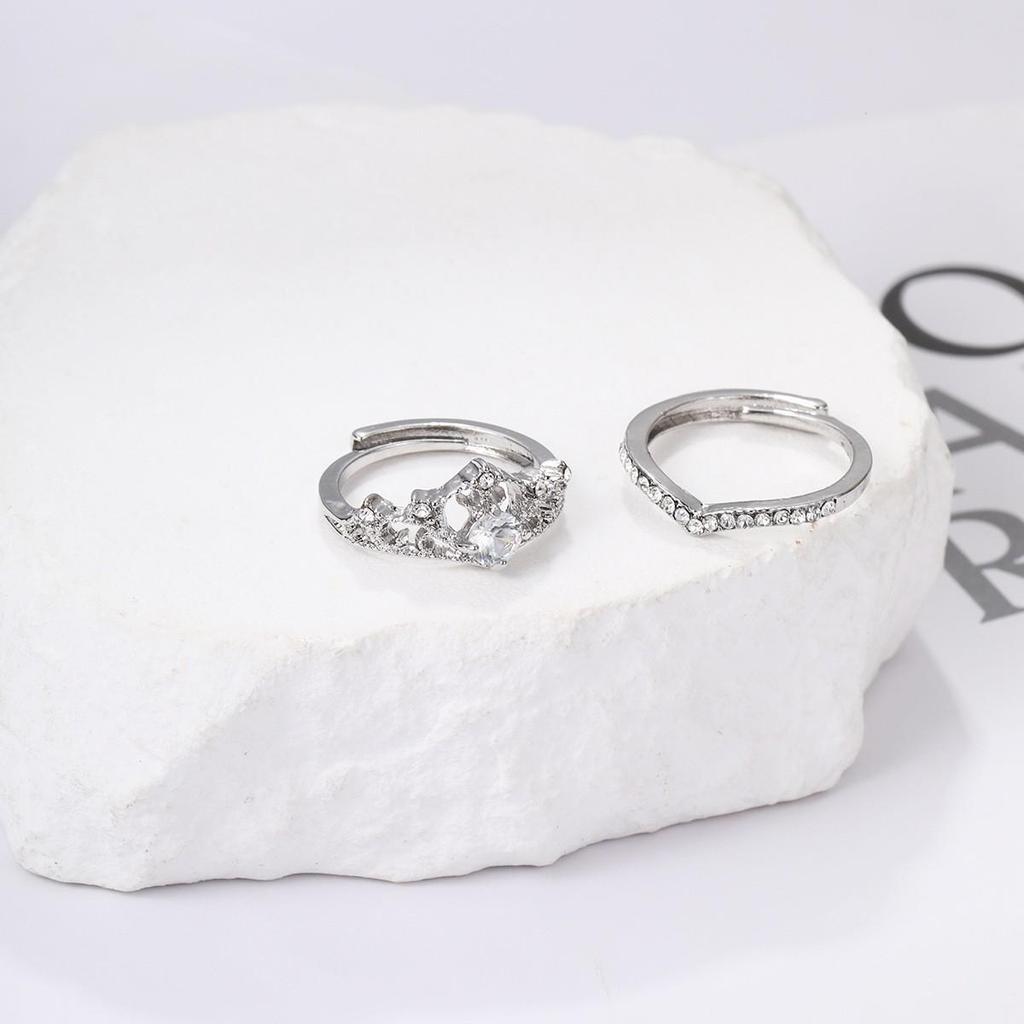Simple Style Crown Princess Ring Set, Open Wedding Ring, Adjustable Anniversary Gift Ring Set Jewelry