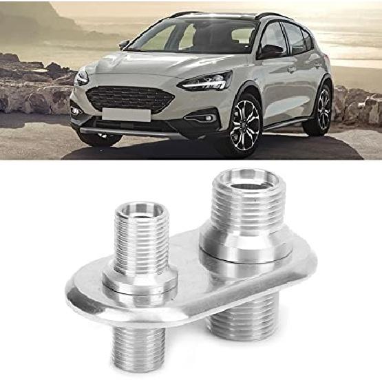 A/C Bulkhead, Car 2-Port Air Conditioner Bulkhead Connector Universal Modification Replacement for Hot Rod(Silver)
