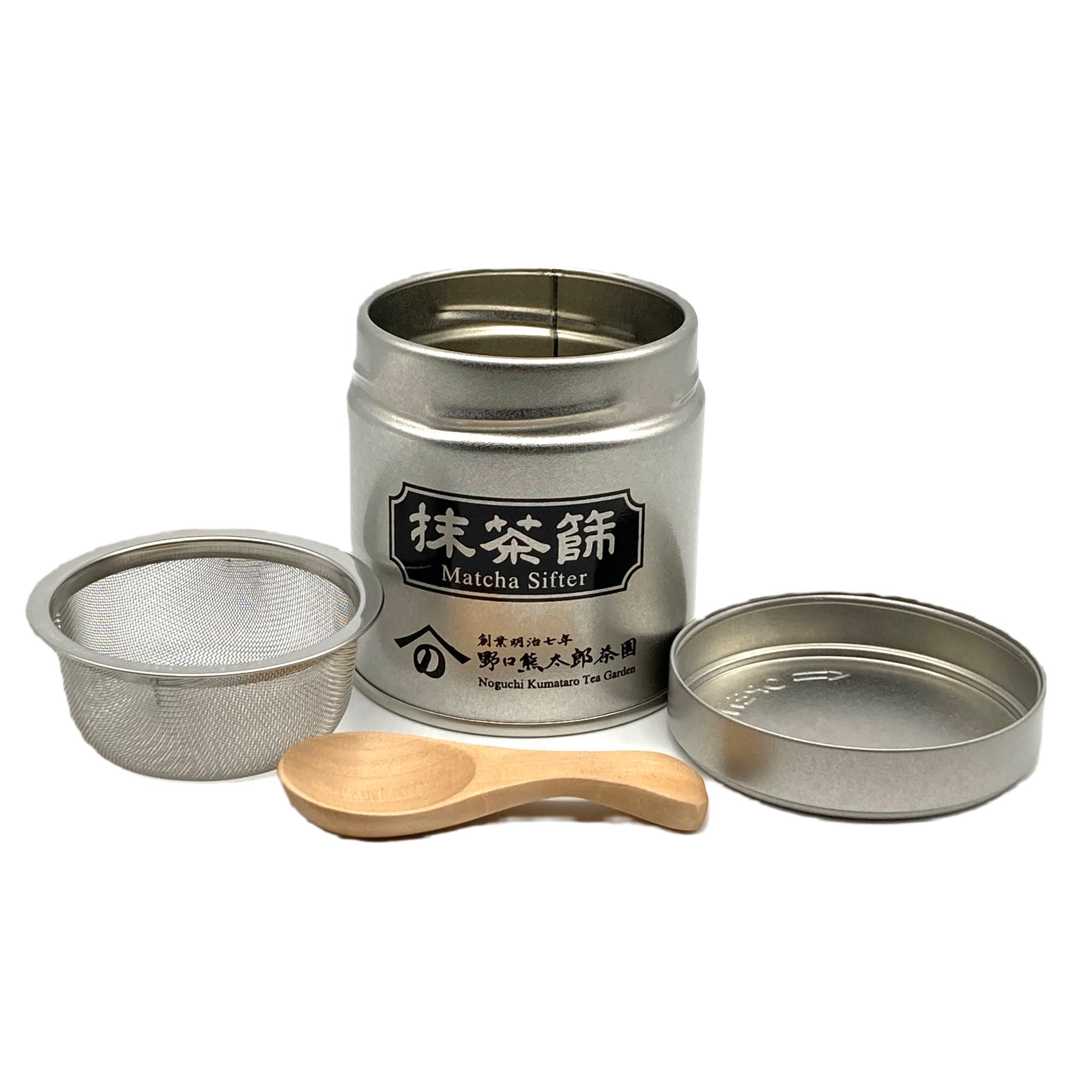 

Matcha Sieve Tin, Tea Strainer Tin, Strainer Tin with Sieve, Screw Tin (Screw Lid), Airtight, Sealed, Includes Wooden Spoon