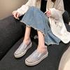 Fashion Plus Size 35-43 Shoes for Women Autumn Shining Rhinestone Flats Loafers Slip On Thick Bottom Casual Fashion Sneakers Sport Shoes