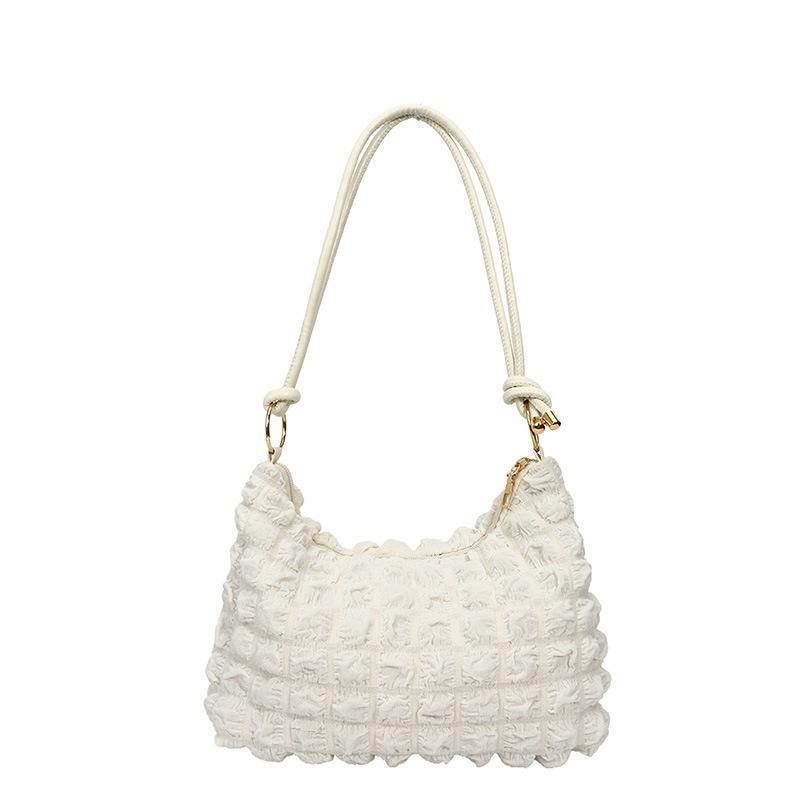 

Женская простая темпераментная нежная складка подмышечная сумка женская весна-лето 2024 новая сумка-мессенджер через плечо сумка-облако белый