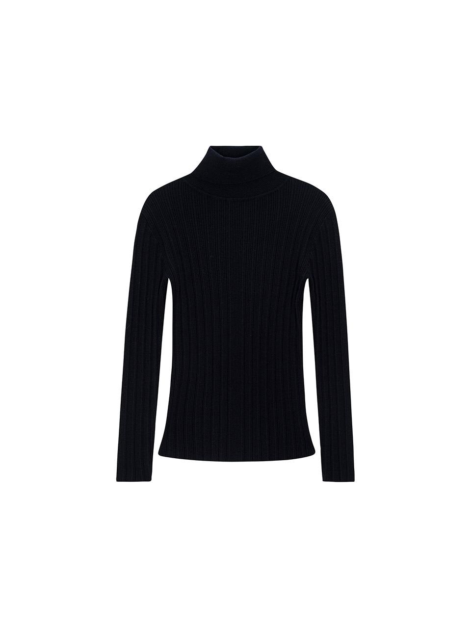Salad Basket Polo Neck Ribbed Pullover - Black