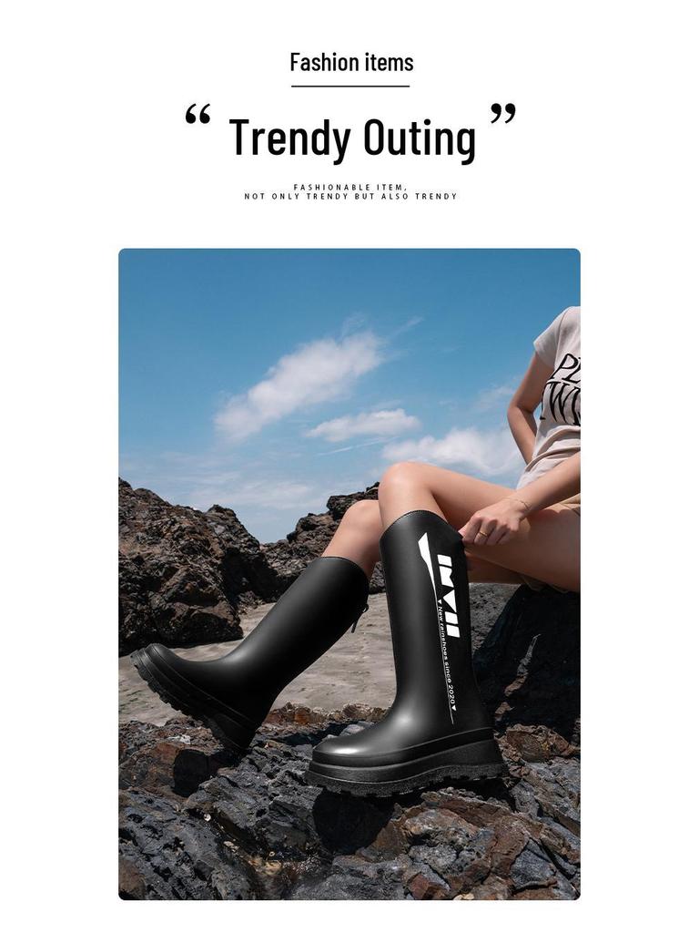 Damen Hohe Rutschfeste Gummistiefel - Wasserdichte Gummischuhe für Alle Jahreszeiten