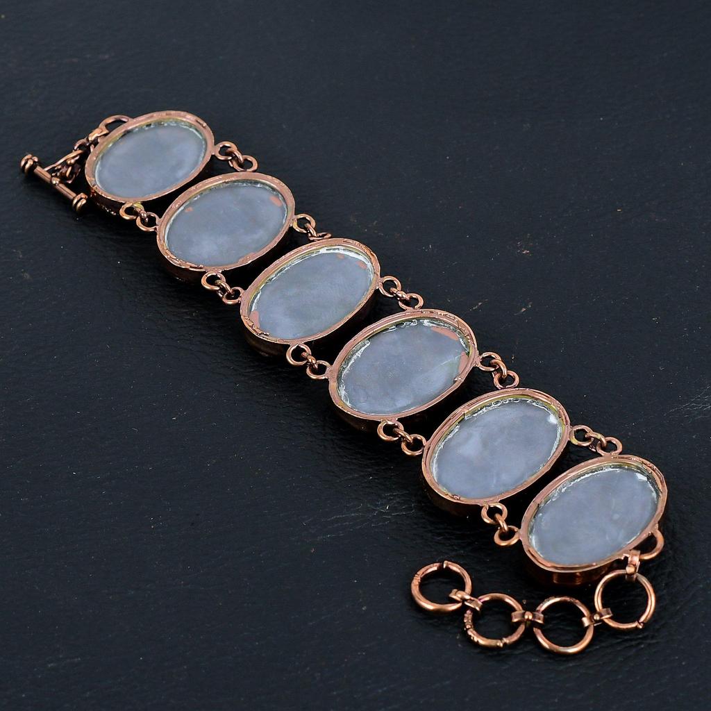 Shungite Gemstone Bracelet, Copper Electroformed Handmade Designer Bracelet Jewelry, Adjustable Chain Bracelet Gift For Women