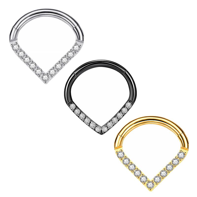 1 Stück G23 Titan Creolen CZ Herz Septum Helix Piercing Nasenringe Tragus Knorpel Klappsegment Ohrringe Durchbohrte Schmuckstück Geschenk