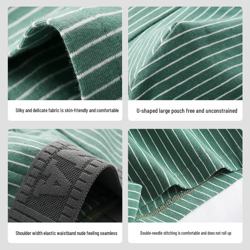 Yalu 10A Men's Antibacterial Cotton Boxer Briefs 3-Pack