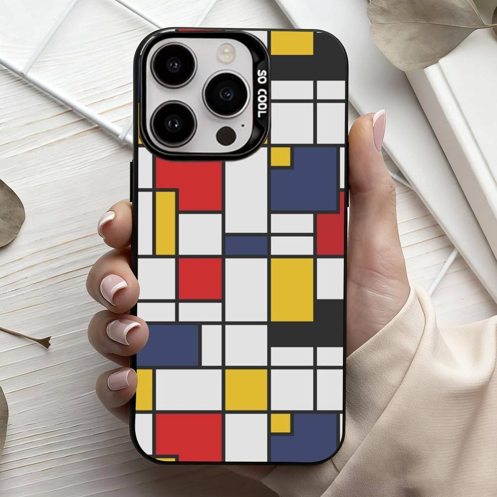 Grid T-TOPLBPCS M-Mondrian  Phone Case For iPhone17,16,15,14,13,12,11 Plus,Pro Max Black Candy silver phone case