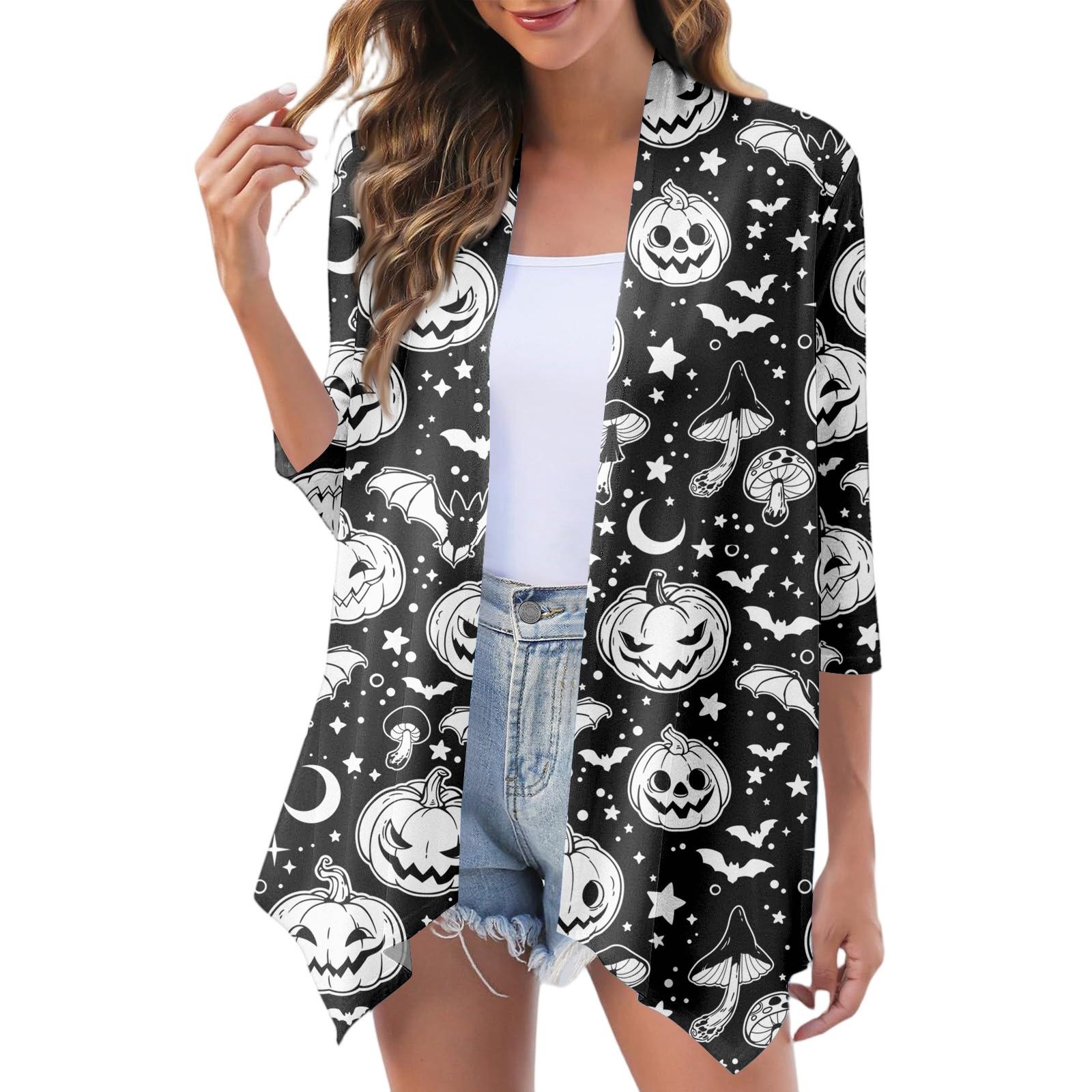 

Женский модный повседневный уютный кардиган-жакет на Хэллоуин L чёрный