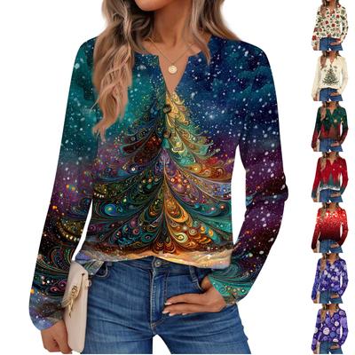 Damen Bedruckte Langarmshirts Elegante Freizeit-Tops Trendige Hemden Tops
