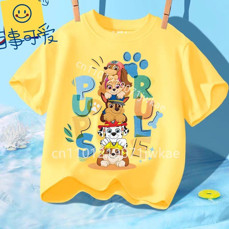 Kids Paw Patrol Cartoon Graphic Baby T Shirt Cotton Casual Short Sleeve Tee Boys and Girls 2026 Summer Toddler Clothing Tops