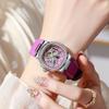 Skeleton Mechanical Watches Rose Gold Case Diamond Bezel Luminous Waterproof Fluororubber Strap Watch