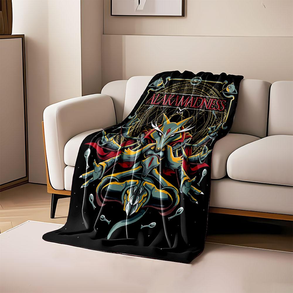 

A mystical figure with pointed features, floating spoons, and arcane symbols. for all seasons blanket lunch break throw gift 80cm x 120cm