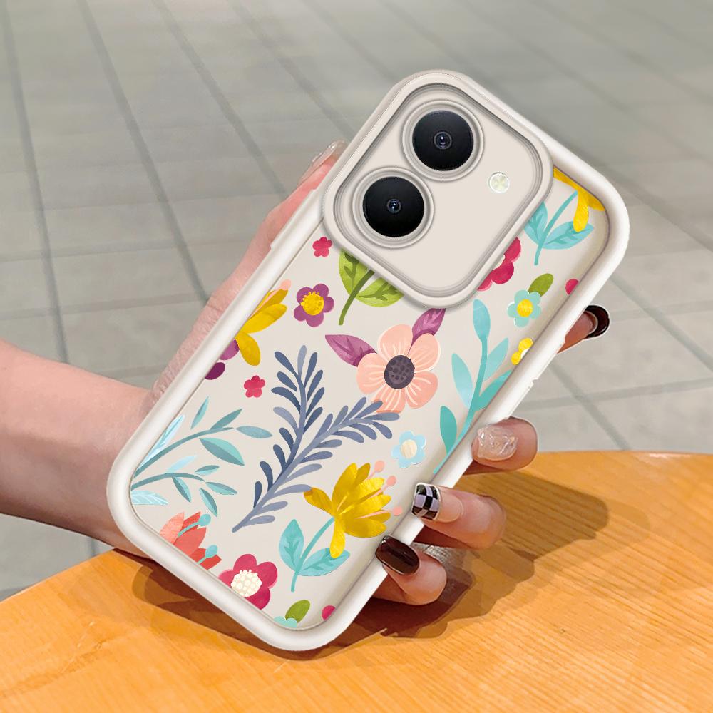 Coque de téléphone en Silicone souple, motif d'impression d'échelle carrée, couverture complète d'appareil photo, Protection antichoc, étui en caoutchouc pour Vivo