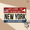 1pc Vintage "Welcome To NEW YORK" Metal Tin Sign, Patriotic Wall Decor with American Flag & NY State Outline, Retro Tinplate Art