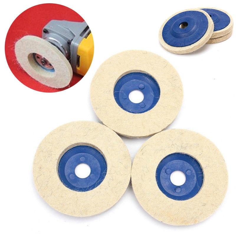 Power Tool-3Pcs 100mm 4 Inch Wool Buffing Angle Grinder Wheel Felt Polishing Disc Pad