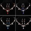 Elegant Crystal Rhinestone Bridal Jewelry Set: Alloy Flower Necklace & Earrings