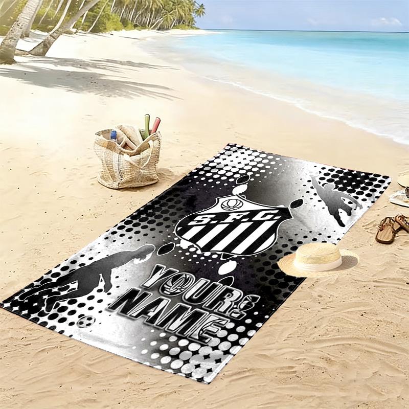Name Custom Santos FC Art Print Beach Towel, Large Soft Quick Dry Towel for Beach Camping Swimming