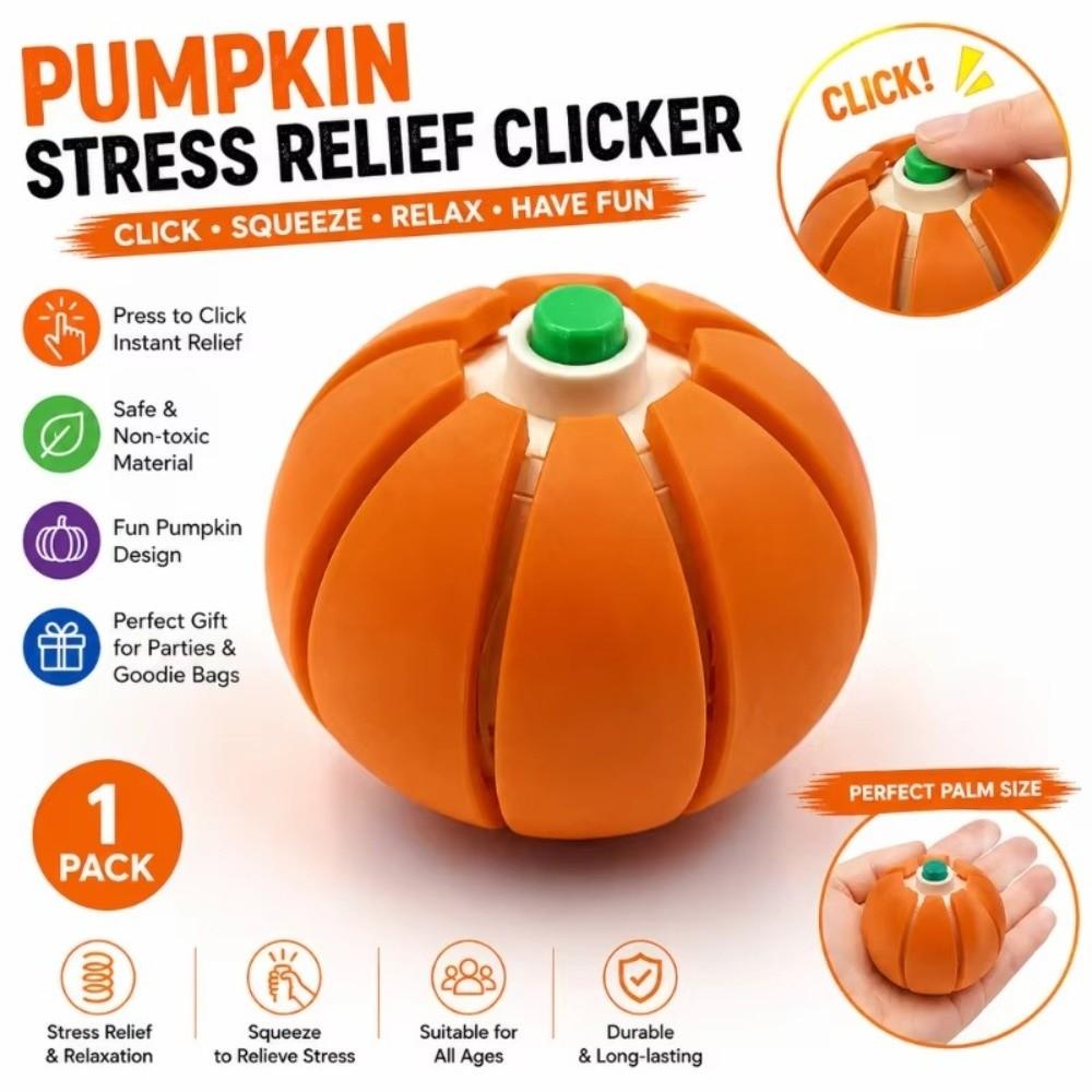 Squeezable Pumpkin Fidget Toy PLA Squeezable Fidget Toy Gifts Pumpkin Clicker Toy  for All Ages