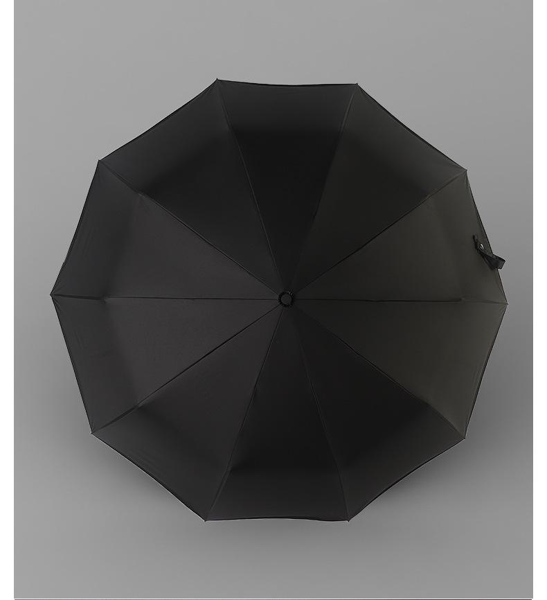 Automatic 10-Rib Black Glue Sunscreen Umbrella with Curved Handle, Compact Three-Fold Design, Custom Logo Available