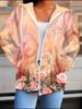 Flower 3D Printed Hooded Cardigan Plus Size Autumn Winter Retro