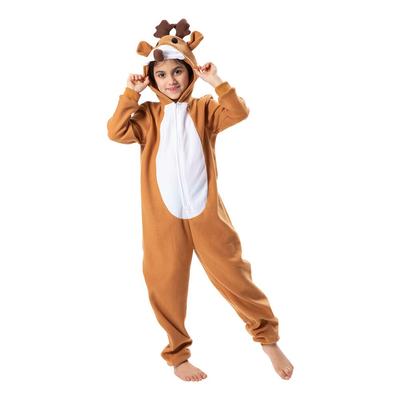 Costume de renne de noël pour enfants, garçons et filles, pyjama à capuche pour nouvel an