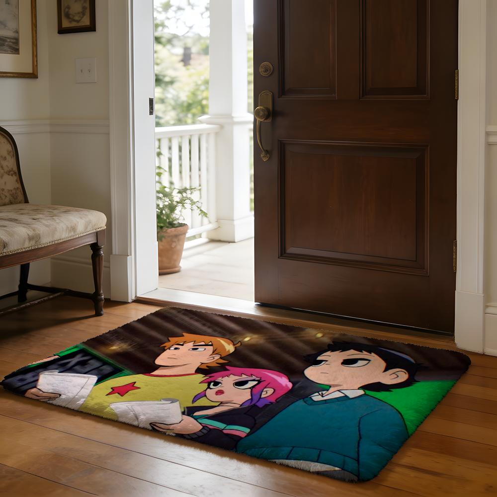SScott Pilgrim VS The World Floor Mat Soft Flannel Absorbent Mat Non-Slip Rug Home Bedroom Bathroom