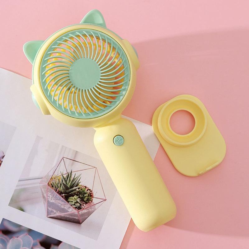 Portable Handheld Mini Fan with LED Light, USB Rechargeable, Quiet 3-Speed Cooling Fan