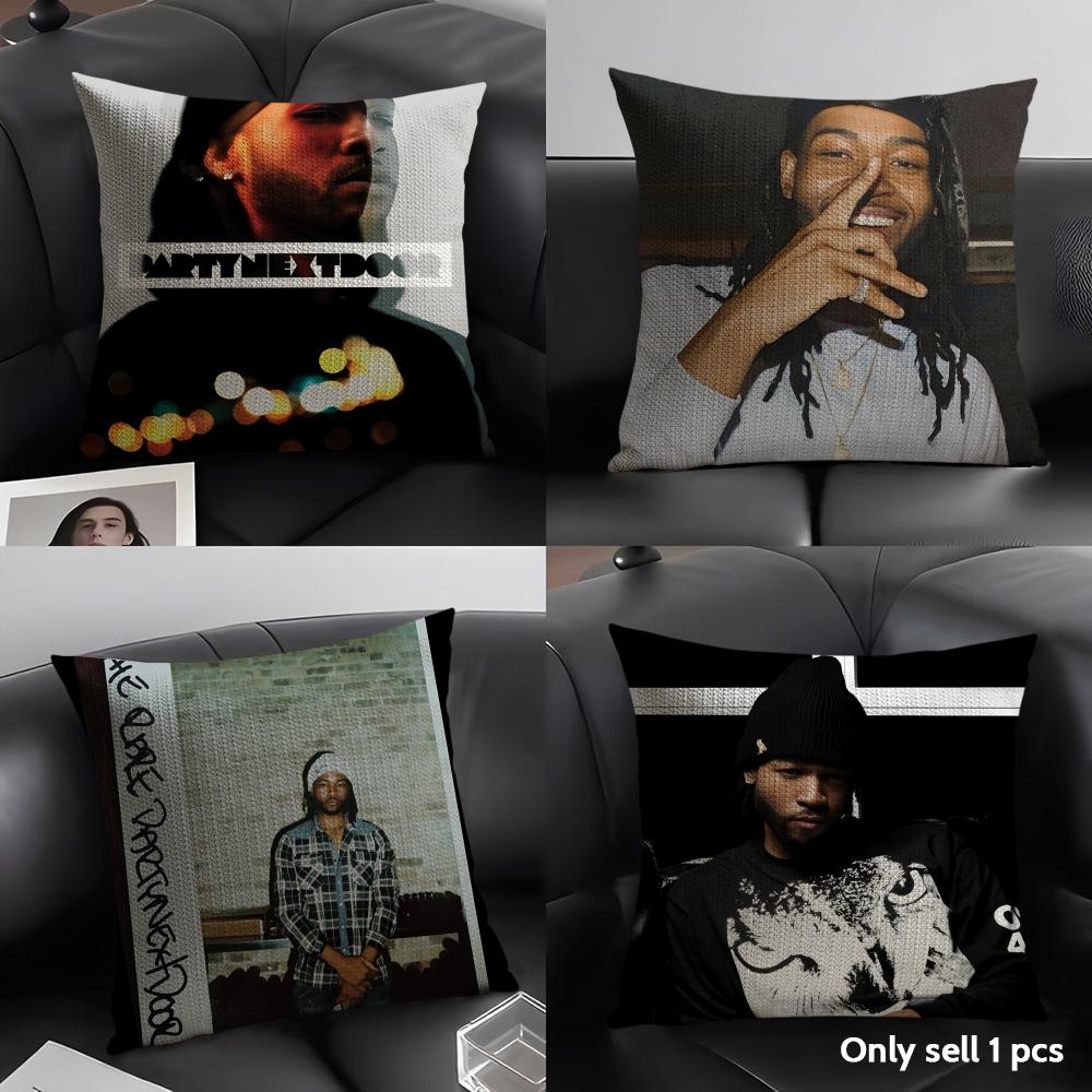 P-Partynextdoor Singer Cushion Cover Natural Linen Organic Fabric Double-Sided Printing Sofa Home Decor Gift Pillow Case