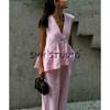 Summer New Product Women's Clothes French Style Casual Style V-neck Sleeveless Vest Vest Top + Elastic Pants Leg Casual Pants