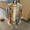 Small plaid linen scarf women's summer new sunscreen large square scarf thin silk scarf with shawl