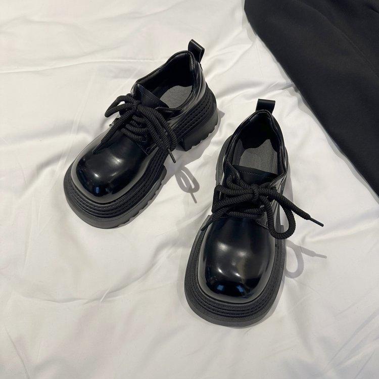 [Ushilai] British-style Glossy Small Leather Shoes for Women's Winter 2025 New Platform Casual Versatile Loafers