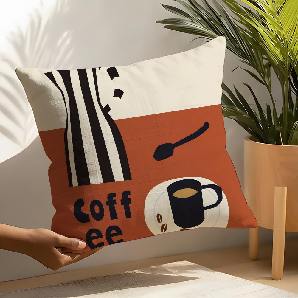 Creative Coffee Illustration Pillow Case Linen Cushion Covers For Decorative Sofa Home Pillows Case Car Chair Pillows Cases